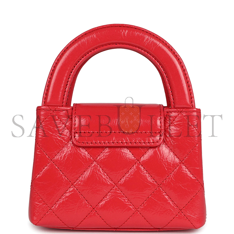 CHANEL KELLY NANO SHOPPING BAG AGED CALFSKIN AS3435 (12.5*8.3*4cm)